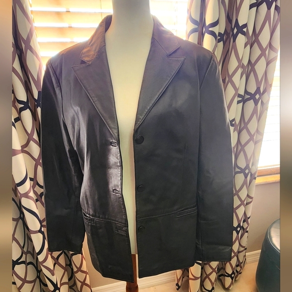 Leather Black Jacket Size Large Clio Leather - Picture 1 of 11